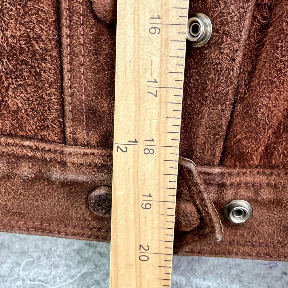 VTG Leather Trucker Jacket Womens 9/10 (XS/S) Sherpa Lined Work Western Crop - Picture 5 of 9